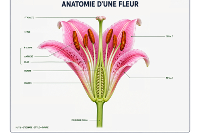 Anatomie d'une fleur de Lys - planche légendée